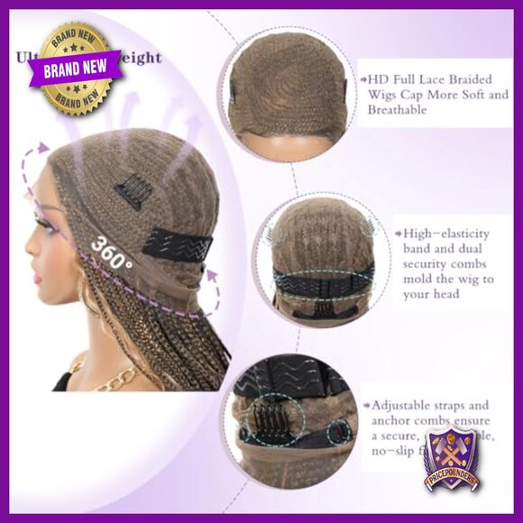 360 Full Lace Human Hair Boho Curls Braided Wig 30 Inches main image 6
